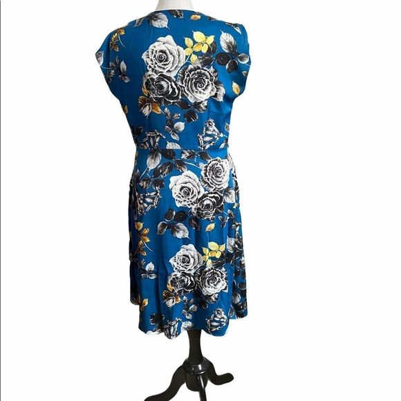Rachel Rachel Roy Blue Faux Wrap Floral Ruffle High Low Dress‎ - Picture 4 of 9